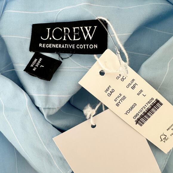 J.Crew Cropped Fitted Waist Button Up Shirt Striped Blue Minimalist Large NWT - Picture 14 of 14